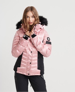 Superdry Luxe Snow Puffer Női Kabát Rózsaszín/Metal | PRTDV8437